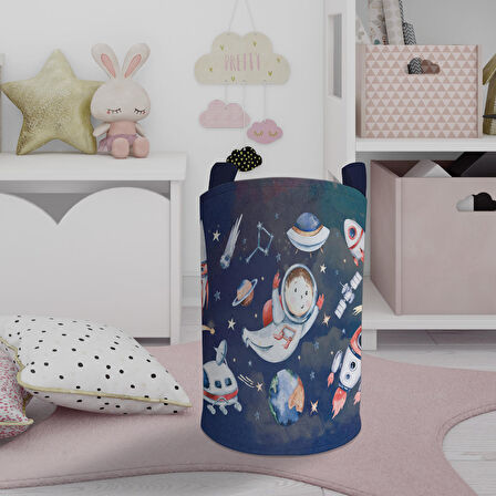 MEKTA HOME BEBEK VE ÇOCUK ODASI Uzaylı Astronot Desenli Oyuncak Sepeti
