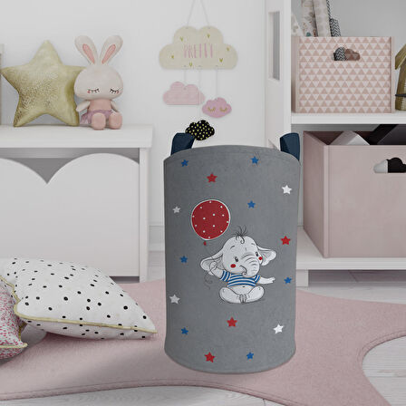 MEKTA HOME BEBEK VE ÇOCUK ODASI Filli Kırmızı Balon Desenli Oyuncak Sepeti