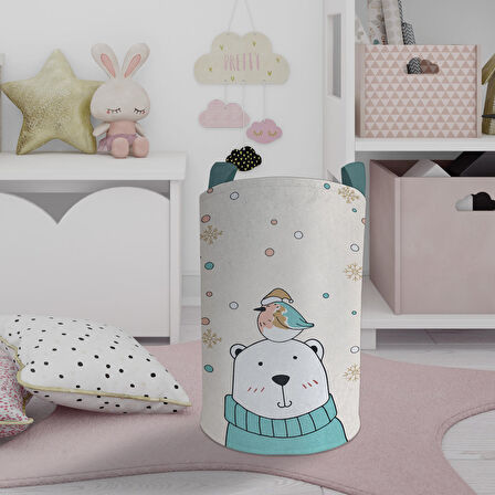 MEKTA HOME BEBEK VE ÇOCUK ODASI Kutup Ayısı Desenli Oyuncak Sepeti