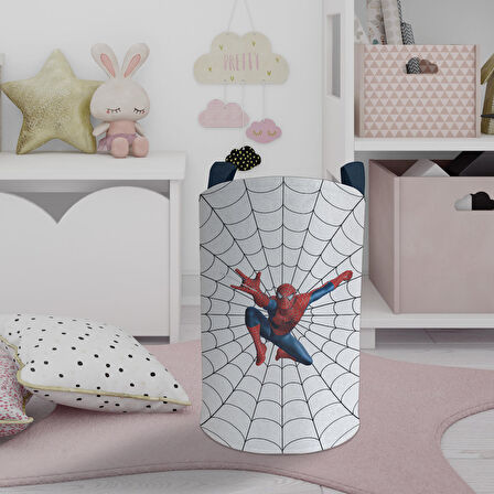MEKTA HOME BEBEK VE ÇOCUK ODASI Ağ ve Spiderman Desenli Oyuncak Sepeti