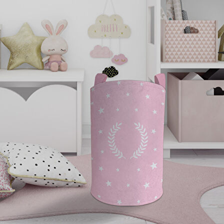 MEKTA HOME BEBEK VE ÇOCUK ODASI Çelenk ve Yıldız Desenli Çerçeveli Oyuncak Sepeti