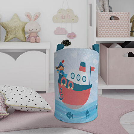 MEKTA HOME BEBEK VE ÇOCUK ODASI Dürbünlü Korsan Desenli Oyuncak Sepeti