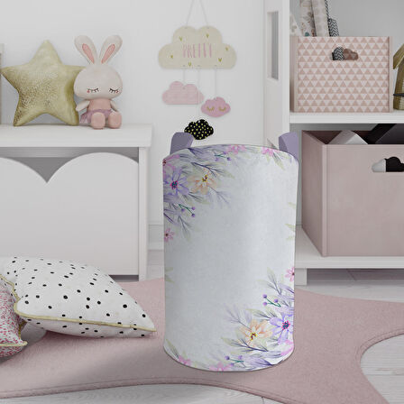 MEKTA HOME BEBEK VE ÇOCUK ODASI Renkli Çiçek Desenli Oyuncak Sepeti 