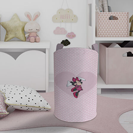 MEKTA HOME BEBEK VE ÇOCUK ODASI Büyük Kalpli Minnie Mause ve Puantiyeli Oyuncak Sepeti