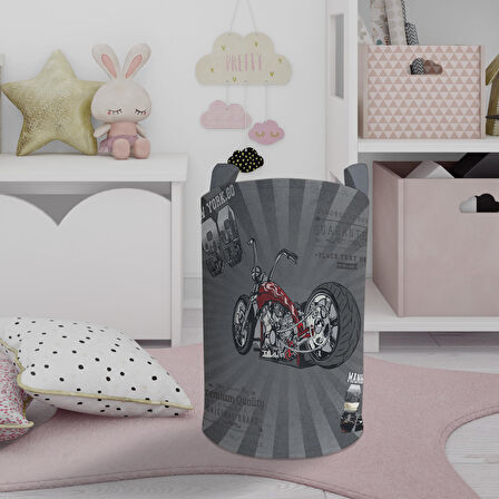 MEKTA HOME BEBEK VE ÇOCUK ODASI Motor Desenli Oyuncak Sepeti