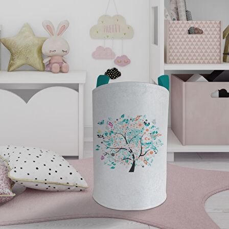 MEKTA HOME BEBEK VE ÇOCUK ODASI Kelebekli Ağaç Desenli Oyuncak Sepeti