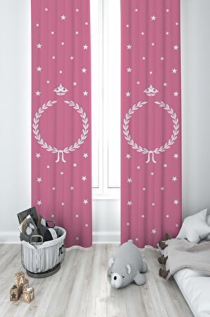 MEKTA HOME BEBEK VE ÇOCUK ODASI Pembe Başak Desenli 2 Kanat Fon Perde