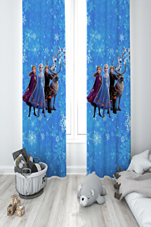 MEKTA HOME BEBEK VE ÇOCUK ODASI Karlar Ülkesi Desenli 2 Kanat Fon Perde