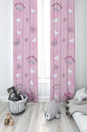 MEKTA HOME BEBEK VE ÇOCUK ODASI Sesekli Kelebek Desenli 2 Kanat Fon Perde