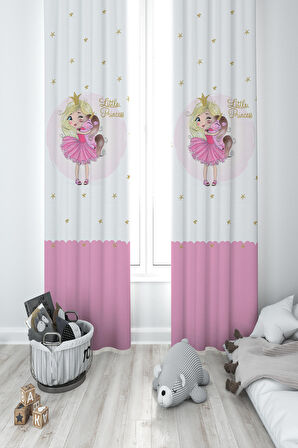 MEKTA HOME BEBEK VE ÇOCUK ODASI Little Princess Desenli 2 Kanat Fon Perde