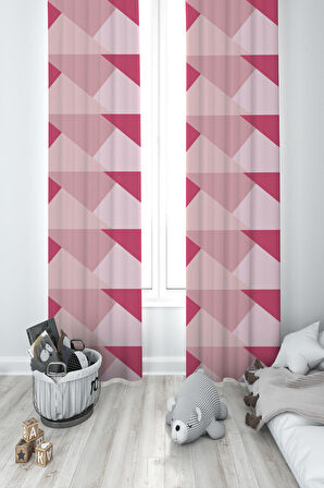MEKTA HOME BEBEK VE ÇOCUK ODASI Geometrik Desenli 2 Kanat Fon Perde