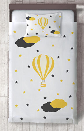 MEKTA HOME BEBEK VE ÇOCUK ODASI Uçan Balon Desenli Yatak Örtüsü