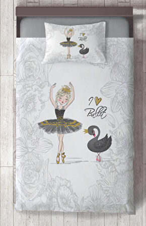 MEKTA HOME BEBEK VE ÇOCUK ODASI Baleri ve Kuğu Desenli Motifli Yatak Örtüsü