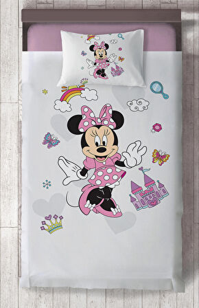 MEKTA HOME BEBEK VE ÇOCUK ODASI Minnie Mause Küçük Figür Desenli Yatak Örtüsü