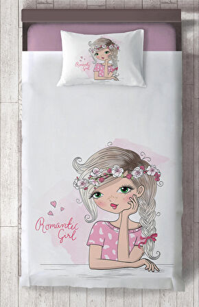 MEKTA HOME BEBEK VE ÇOCUK ODASI Romantic Girl Desenli Yatak Örtüsü