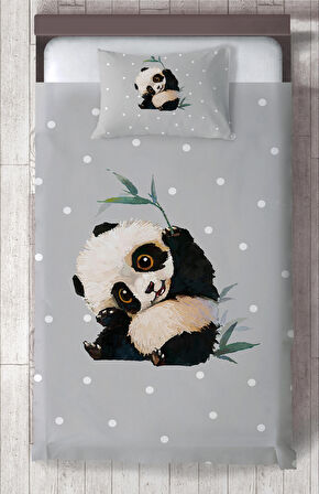 MEKTA HOME BEBEK VE ÇOCUK ODASI Sevimli Panda Desenli Yatak Örtüsü