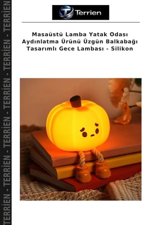 Masaüstü Lamba Yatak Odası Aydınlatma Ürünü Üzgün Balkabağı Tasarımlı Gece Lambası - Silikon