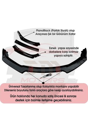 ÖN TANPON EKİ LİP 4 PARÇA SİYAH RENAULT SYMBOL UNİVERSAL Bodykit Karlık