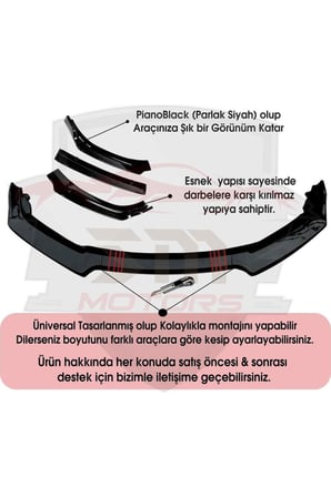 ÖN TANPON EKİ LİP 4 PARÇA GRİ RENAULT MEGANE UNİVERSAL Bodykit Karlık
