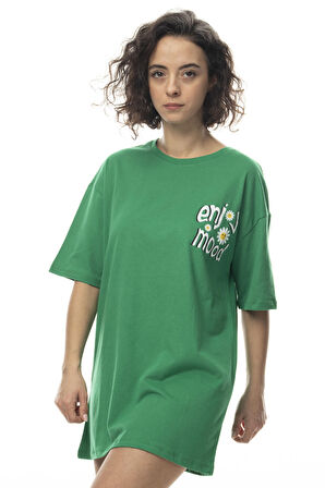 KADIN OVERSIZE ÖN-ARKA BASKILI TUNIC T-SHIRT