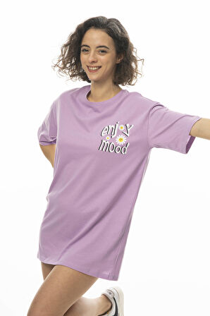 KADIN OVERSIZE ÖN-ARKA BASKILI TUNIC T-SHIRT