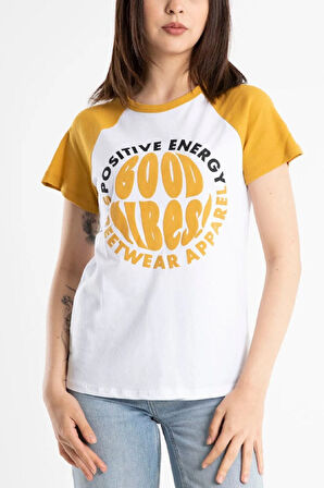 Kadın Kısa Kol Puf Prınt Baskılı Tshırt