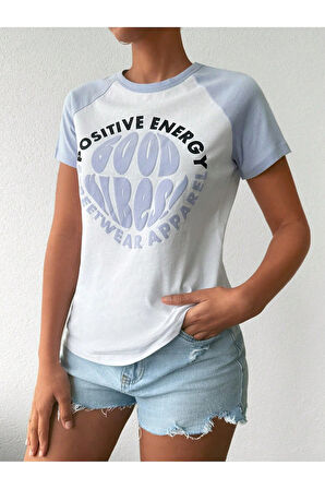 Kadın Kısa Kol Puf Prınt Baskılı Tshırt
