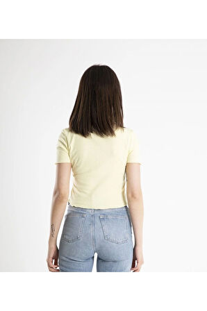 Kadın Crop V Yaka Tişört