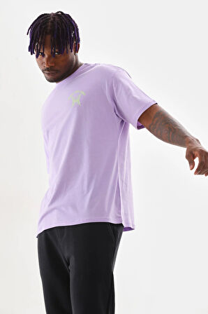 Bisiklet Yaka Ön Arka Slogan Baskılı Rahat Kesim Tshirt