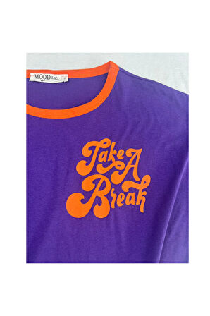Slogan Baskılı Crop Oversize Tişört