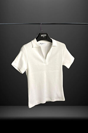 Kadın 2'li Polo Yaka Kısa Kollu Kaşkorse Tişört