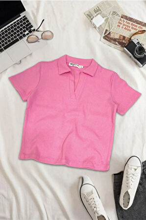 Kadın 2'li Polo Yaka Kısa Kollu Kaşkorse Tişört