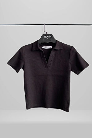 Kadın 2'li Polo Yaka Kısa Kollu Kaşkorse Tişört