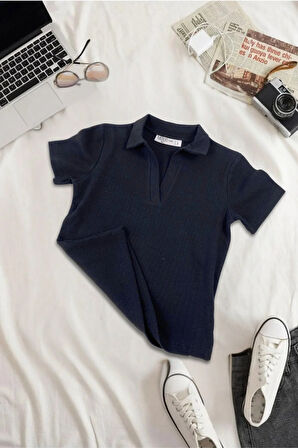 Kadın 2'li Polo Yaka Kısa Kollu Kaşkorse Tişört