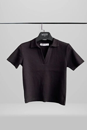 Kadın 2'li Polo Yaka Kısa Kollu Kaşkorse Tişört