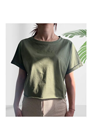 Crop Bisiklet Yaka Örme T-shirt Sportwear 4'LÜ Paket