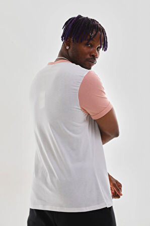 Uniseks Renkli Kısa Kollu Beyaz Bisiklet Yaka Slogan Baskılı Tişört