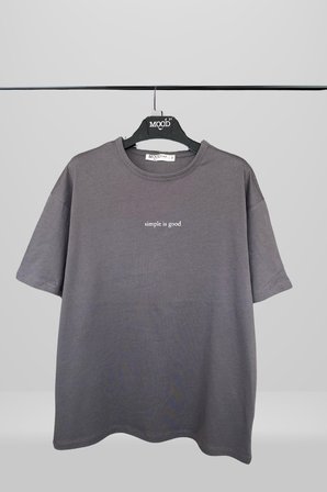 Erkek Slogan Baskılı Basic Bisiklet Yaka Tişört