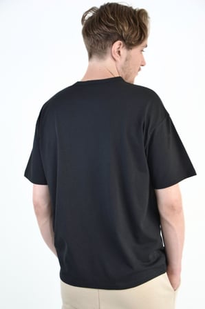 Erkek Slogan Baskılı Basic Bisiklet Yaka Tişört
