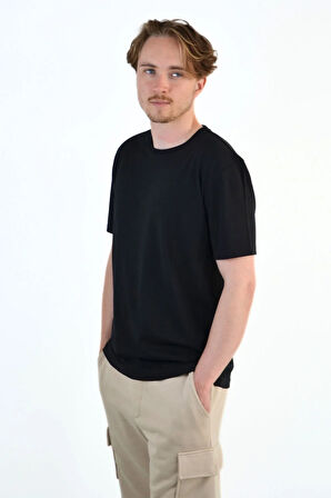 Unisex 2'li Siyah Beyaz Düz Basic Tişört %100 Pamuklu