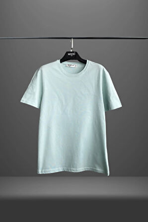 Unisex 2'li Beyaz Mint Düz Basic Tişört %100 Pamuklu