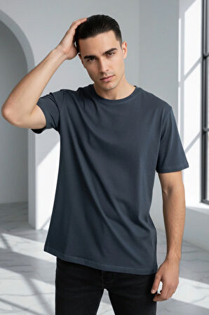 Unisex Düz %100 Pamuk Bisiklet Yaka Basic Tişört