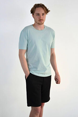 Unisex Düz %100 Pamuk Bisiklet Yaka Basic Tişört