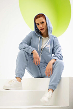 Kadın Kapşonlu Fermuarlı Crop Sweatshırt