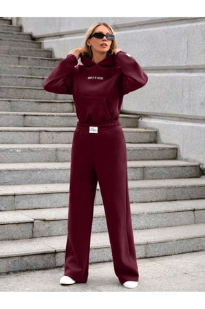 Kadın Bordo Palazzo Eşofman Takım