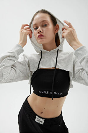 KAPŞONLU 2'Lİ CROP SWEATSHIRT
