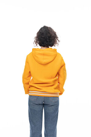 KAPŞONLU TRİKO BANTLI UNISEKS ŞARDONLU SWEATSHIRT