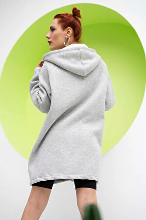 Kadın Fermuarlı Kapüşonlu Sweatshirt Hoodıe