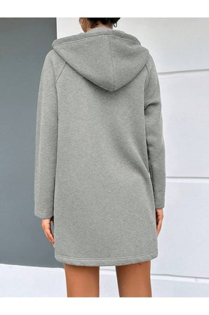 BORDO KAPŞONLU FERMUARLI UZUN KALIN OVERSIZE ÖRME HIRKA SWEATSHIRT