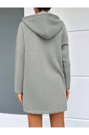 BORDO KAPŞONLU FERMUARLI UZUN KALIN OVERSIZE ÖRME HIRKA SWEATSHIRT